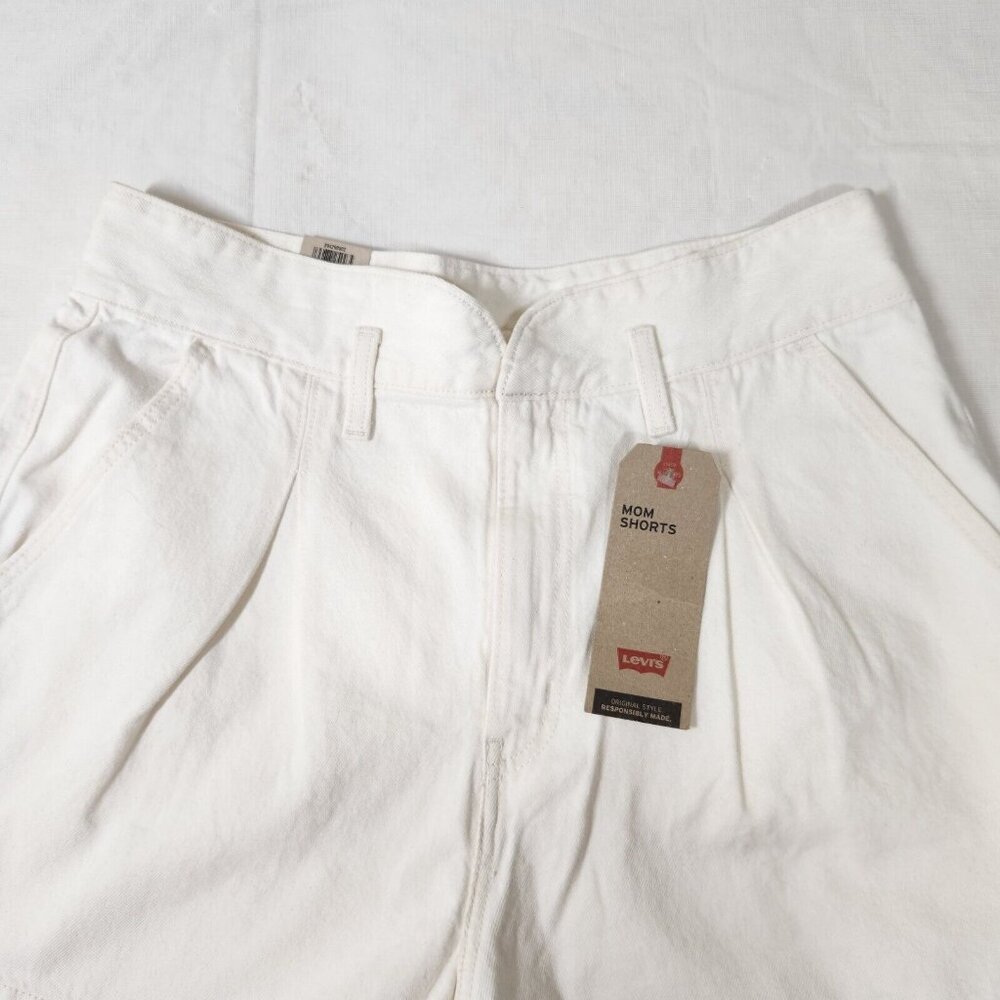 Womens Levi’s Mom Cotton Shorts Size 32 White High Rise A-Line Relaxed (CJ8) - Picture 4 of 12